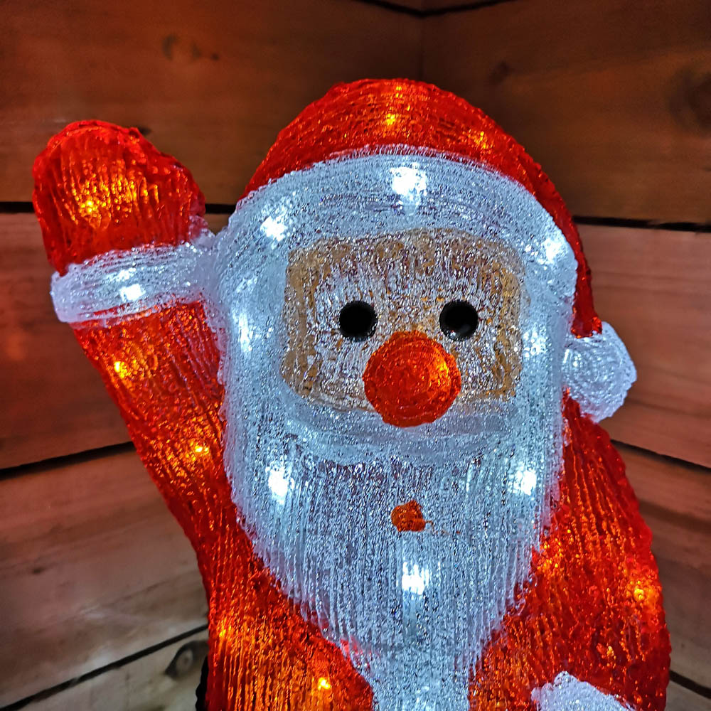 Samuel Alexander Ice White LED Acrylic Waving Santa Christmas Scene Decoration 54.5cm Image 2
