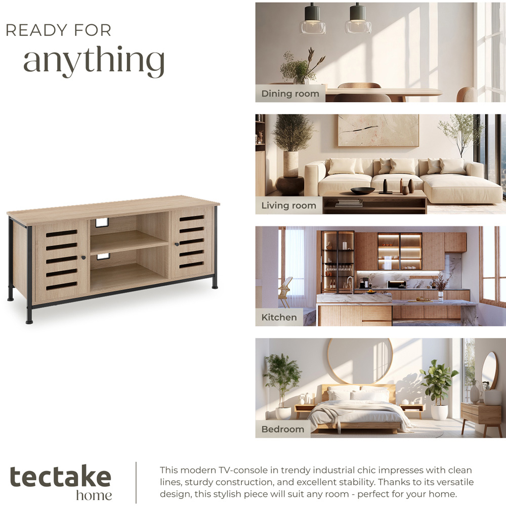 Tectake Carlow 2 Door 2 Shelf Sonoma Oak TV Stand Image 7