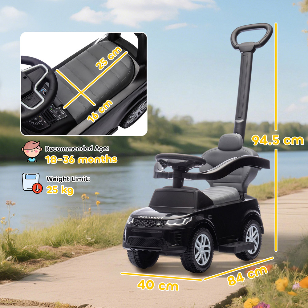Tommy Toys AIYAPLAY 2-in-1 Black Licensed Land Rover Baby Push Car with Guardrail Image 9