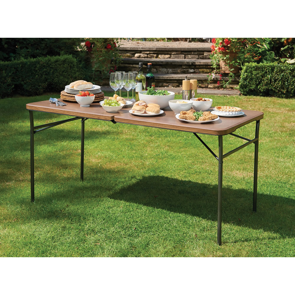 Greenhurst Foldable Woodgrain Table 5ft Image 2