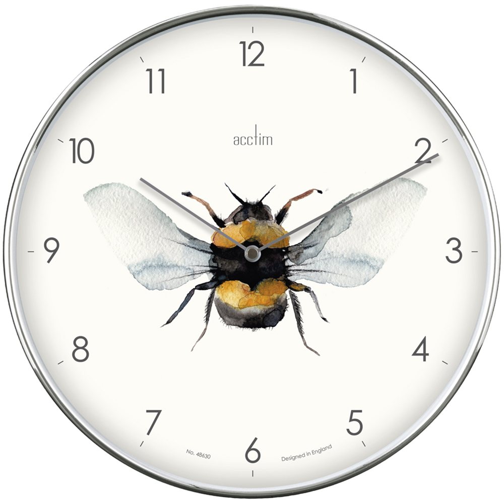 Acctim Society Chrome Effect Bee Wall Clock 30cm Image 1