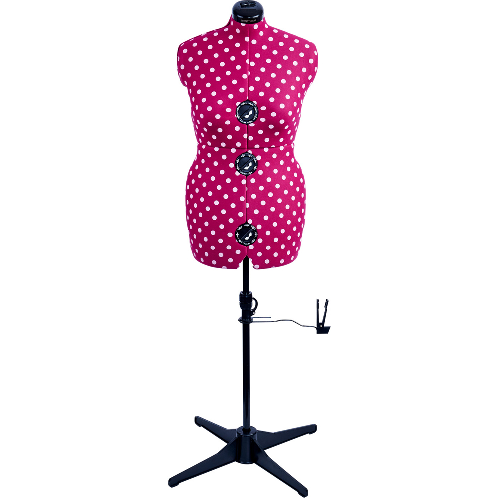 Sewing Online 5905B Cerise Polka Adjustable 8-Part Dressmakers Dummy with Hem Marker Medium Image 2