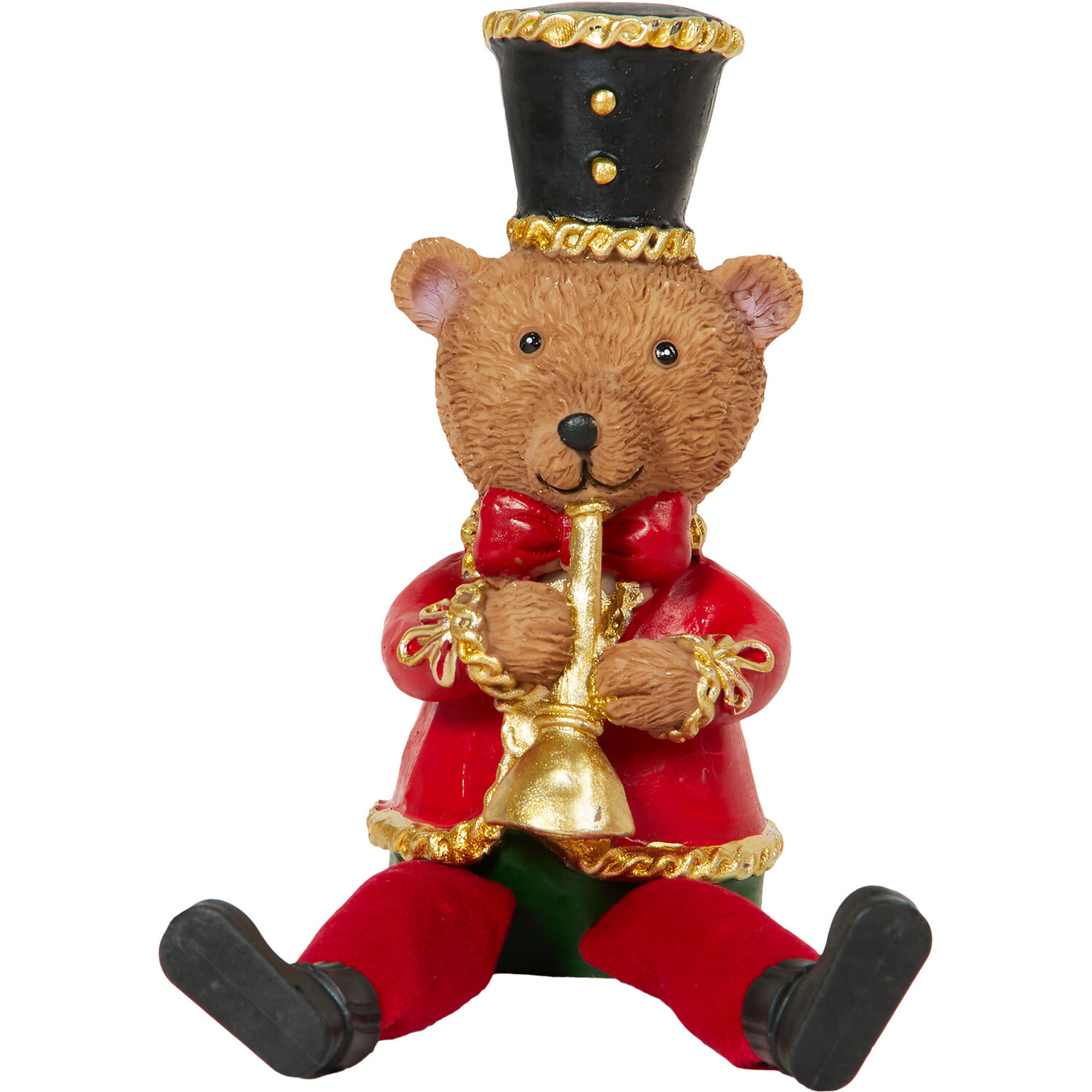 Traditional Sitting Trumpet or Drum Bear Decoration - Brown Image 5