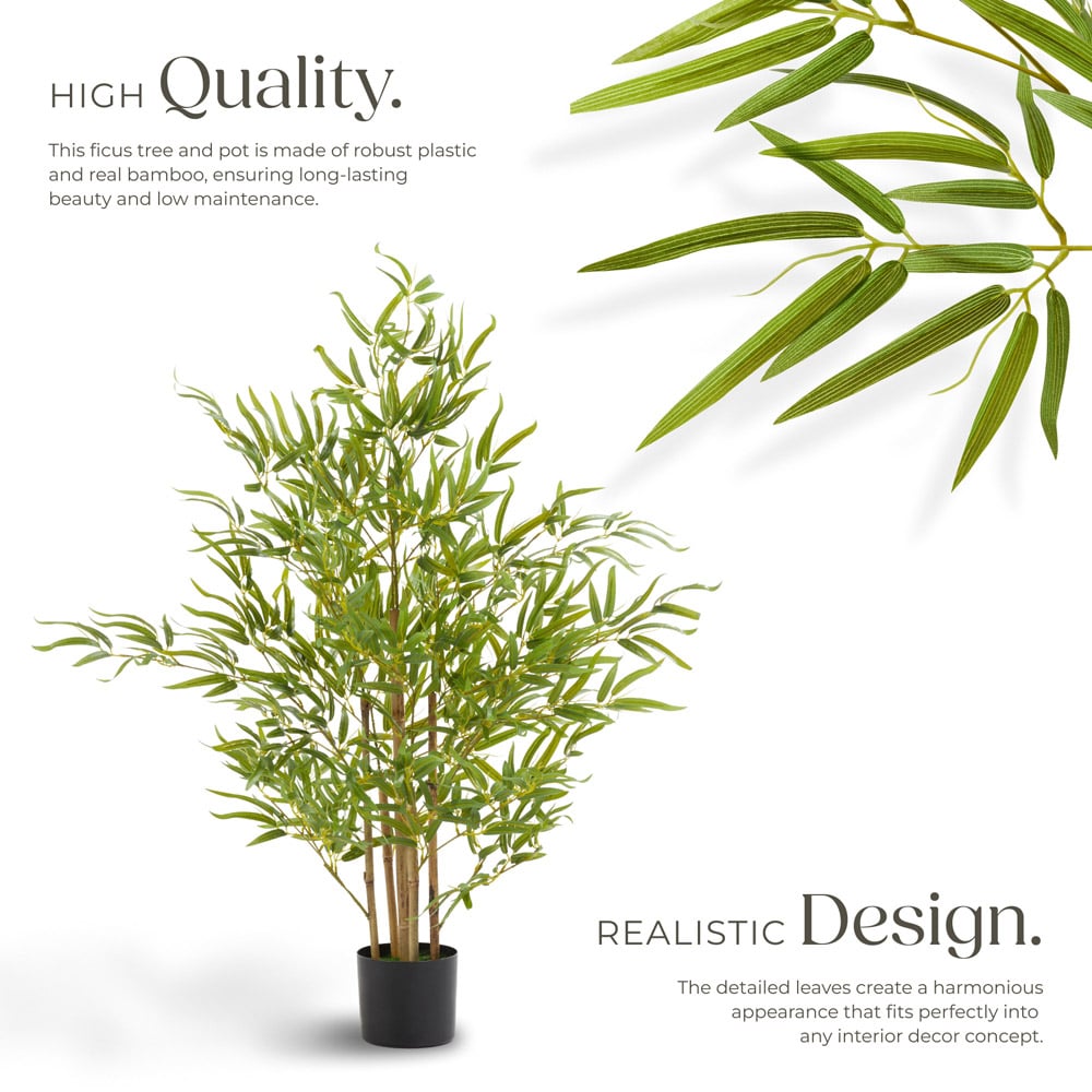 tectake Artificial Bamboo Plant in Pot 120cm Image 3