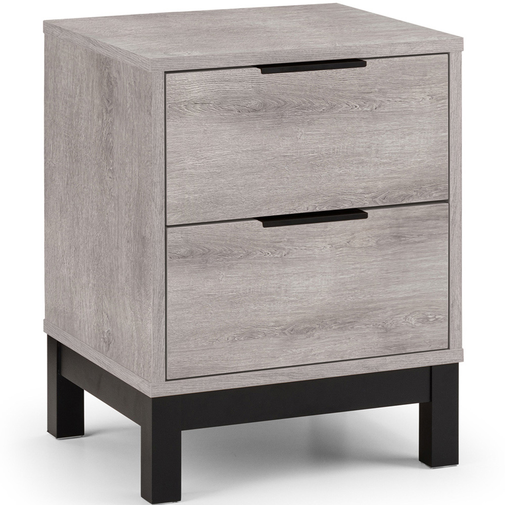 Julian Bowen Bali 2 Drawer Grey Oak Bedside Table Image 2