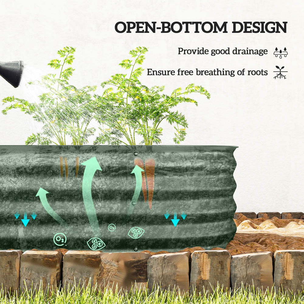 Outsunny Green Galvanised Steel Raised Garden Bed Planter with Safety Edging 62 x 150cm Image 5