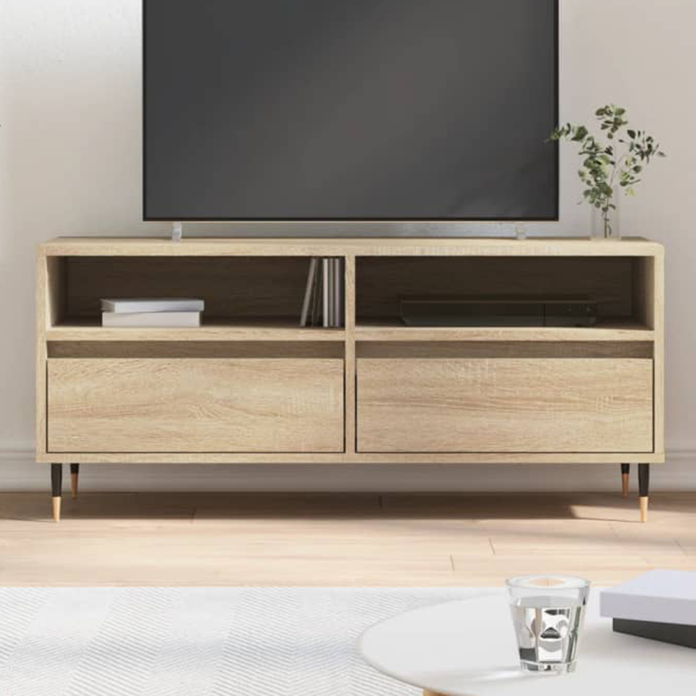 vidaXL 2 Drawer 2 Shelf Sonoma Oak TV Cabinet Image 1