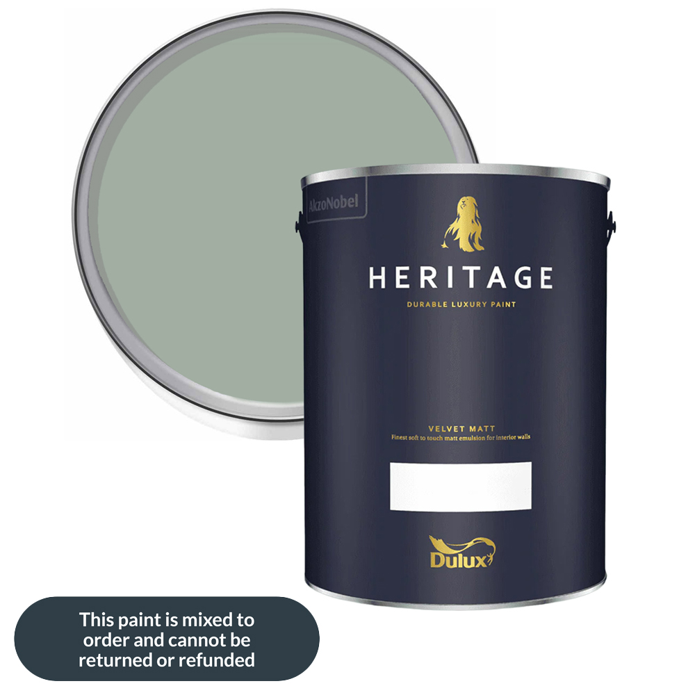 Dulux Heritage Walls and Ceilings Sage Green Velvet Matt Emulsion Paint 5L Image 1