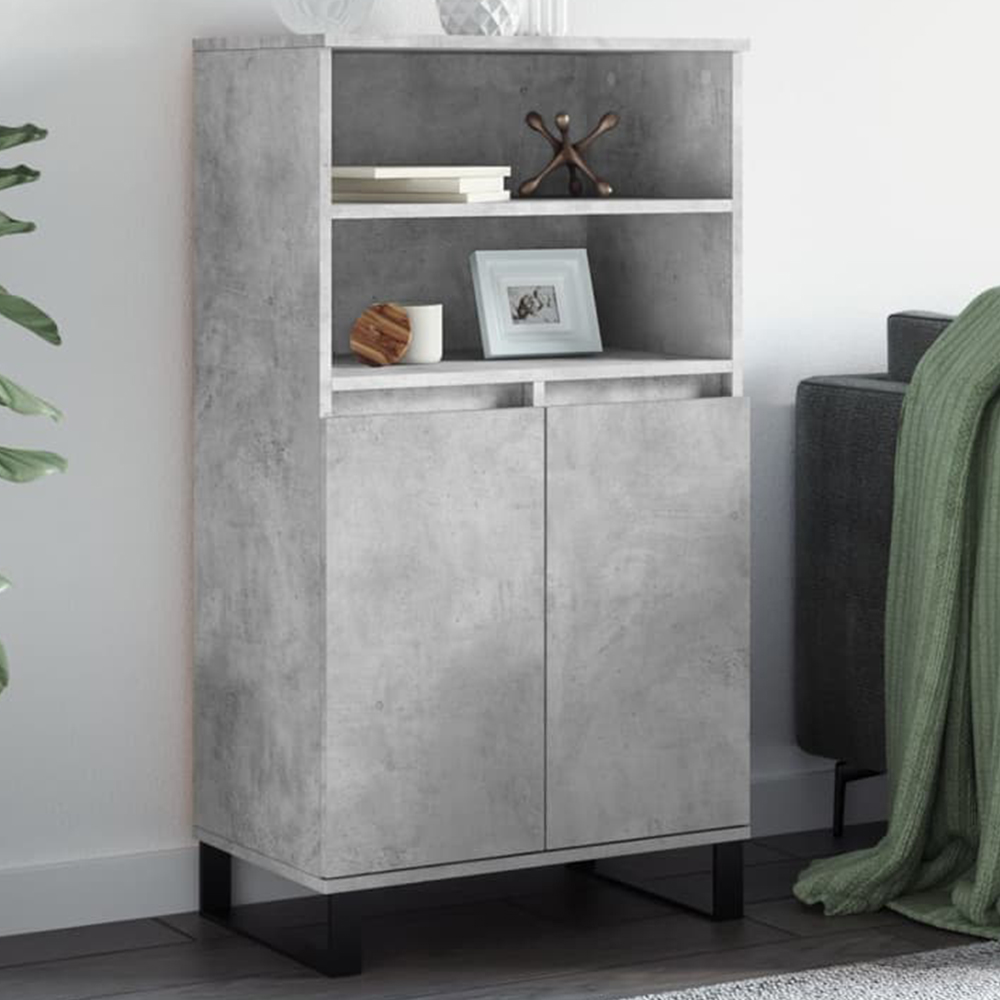 vidaXL 2 Door 2 Shelf Concrete Grey Highboard Image 1
