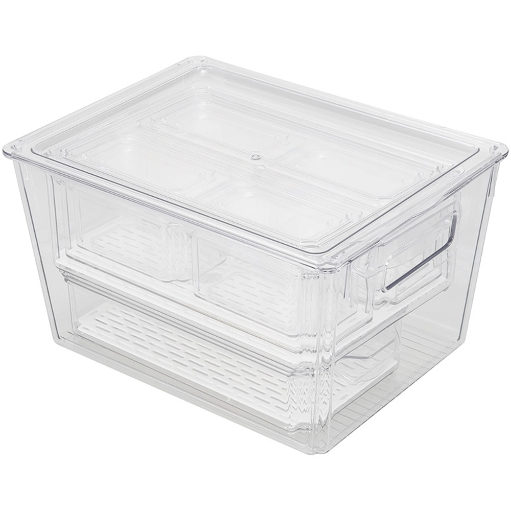 Living and Home Clear Stackable Fridge Organiser Storage Box Set 9 Pack Image 3