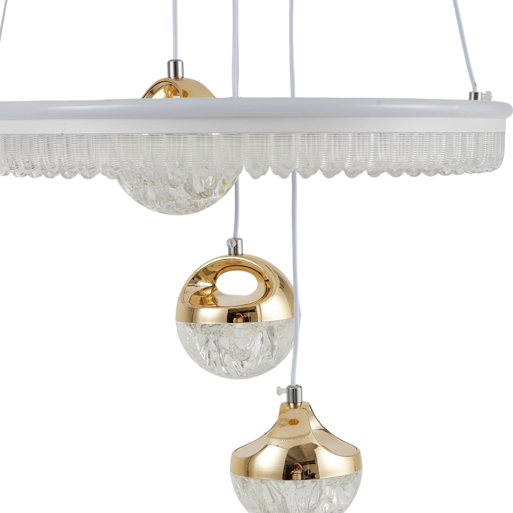 Living and Home Gold and Clear Acrylic LED Pendant Light 60W Image 5