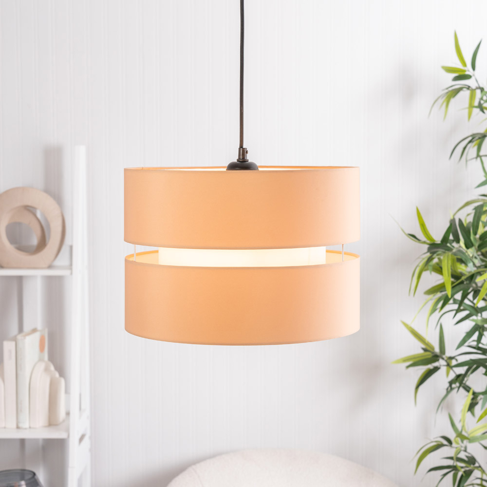 ValueLights Sophia Sand and White Large 2 Tier Ceiling Pendant Shade Image 3