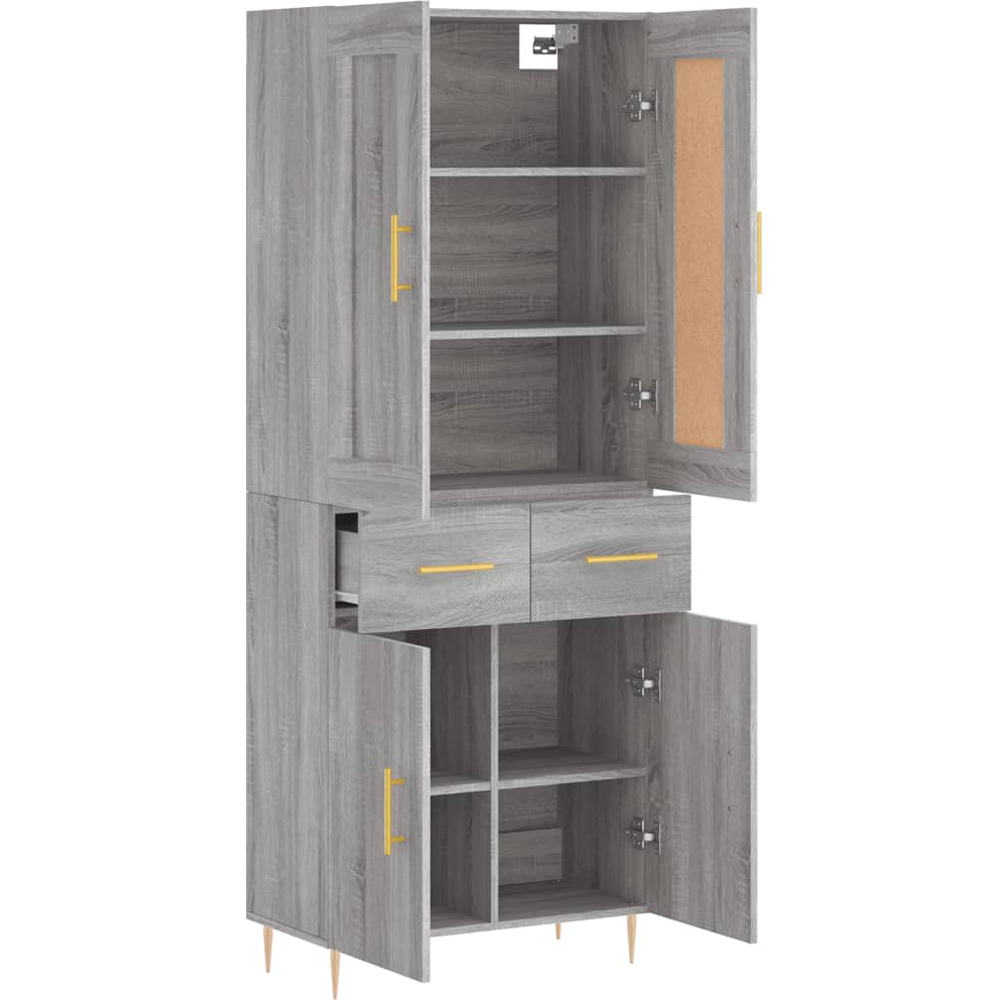 vidaXL 4 Door Grey Highboard Image 2