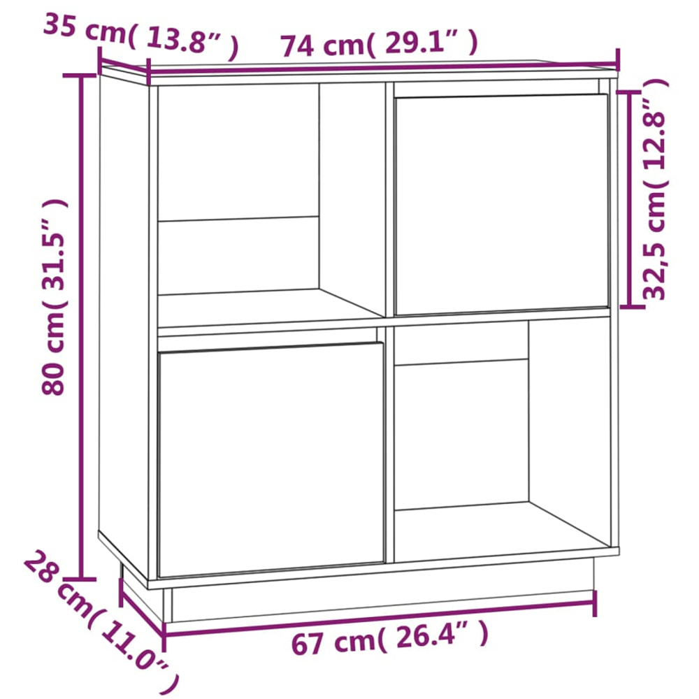 vidaXL 2 Door 2 Shelf Black Wooden Sideboard Image 9