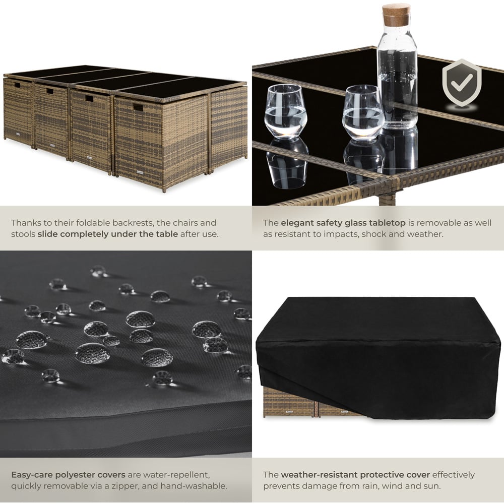 tectake Palma 12 Seater Natural and Dark Grey Garden Dining Set Image 5