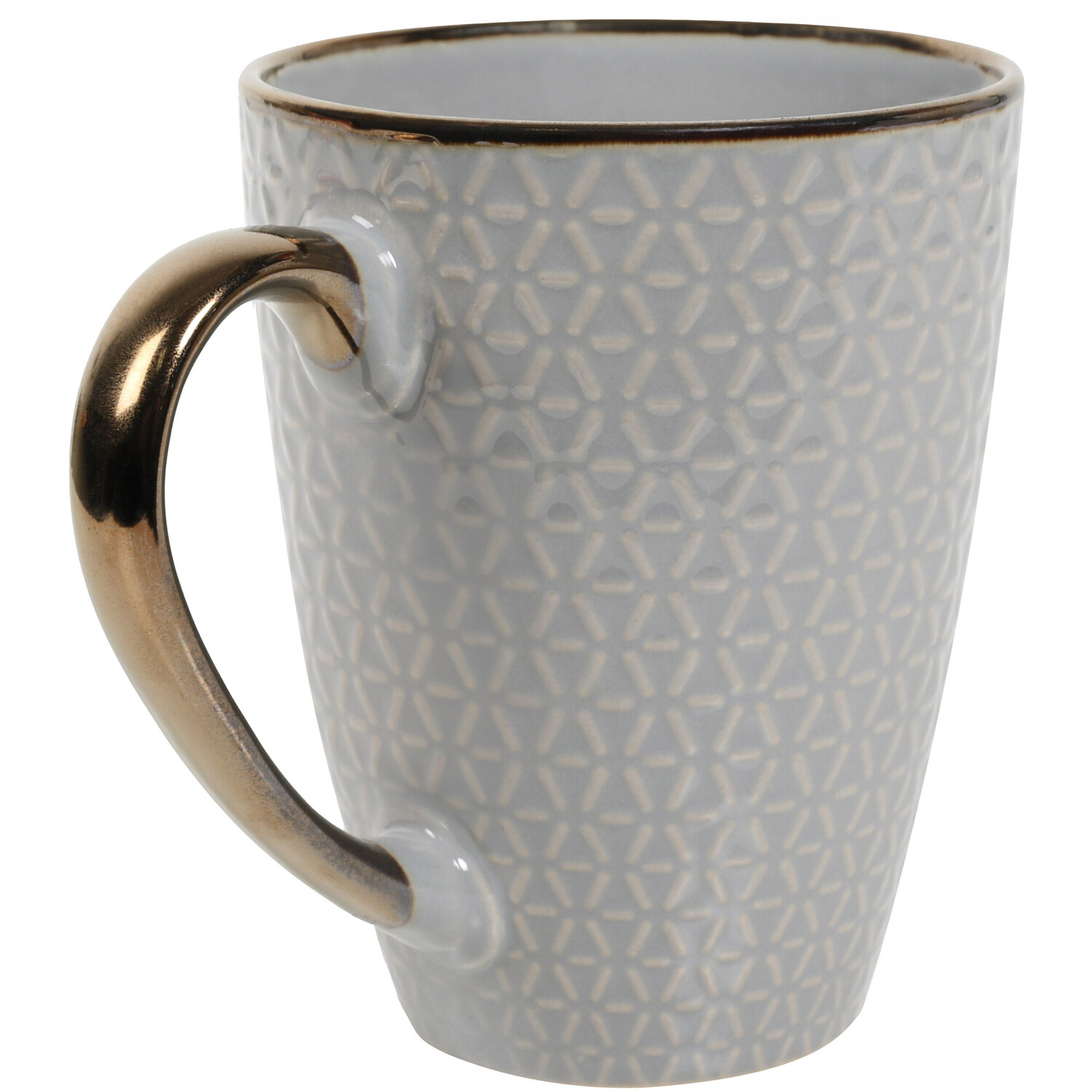 Jumbo Embossed Geometric Metallic Rim Mug Image 2