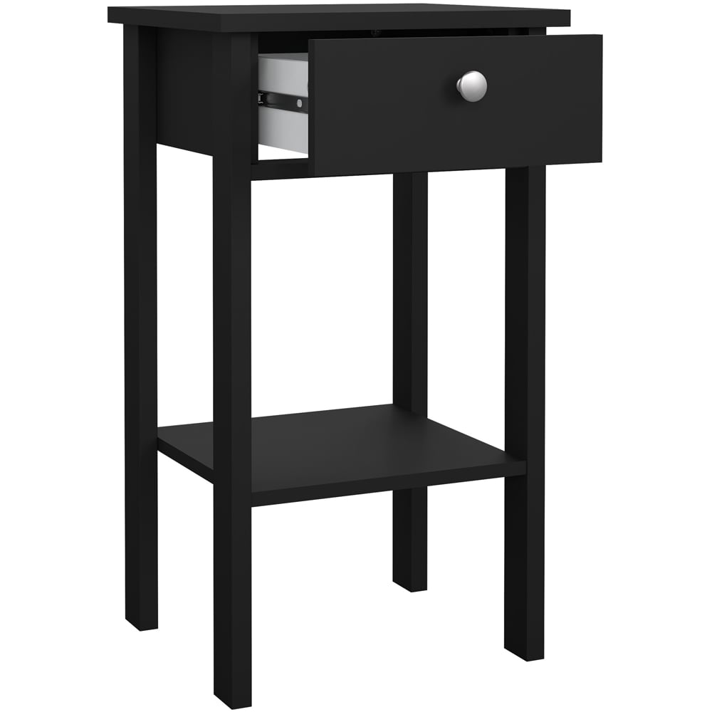 Florence Madrid Single Drawer Matt Black Bedside Table Image 5