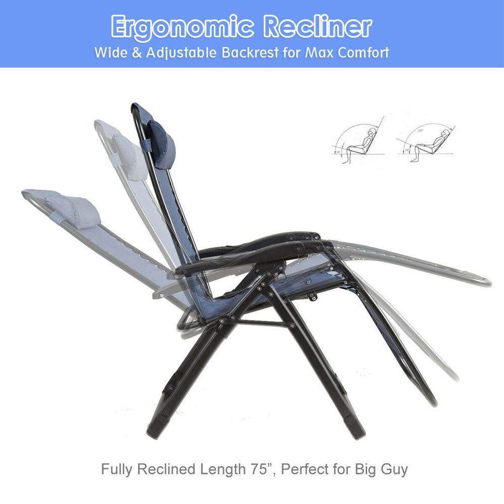 Costway Navy Zero Gravity Chair with Cup Holder Image 4