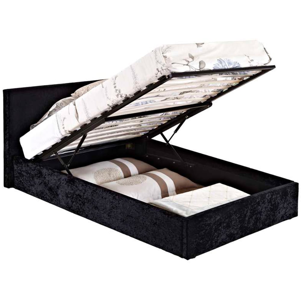 Berlin King Size Black Crushed Velvet Ottoman Bed Image 5