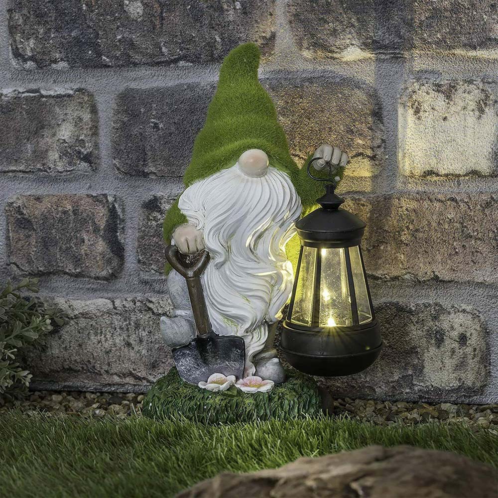 wilko Solar Powered Gnome Statue with Lantern Image 7