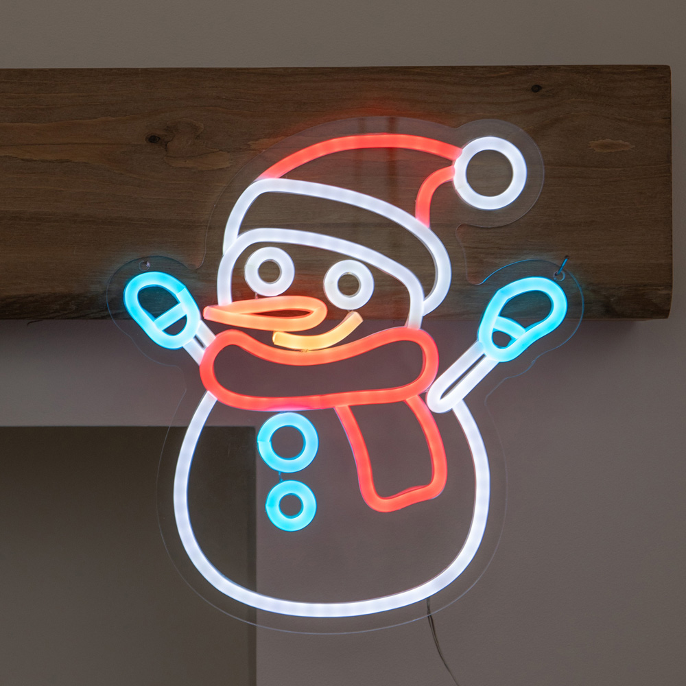 Samuel Alexander Multicolour LED Light-Up Neon Snowman Christmas Decoration 30cm Image 6