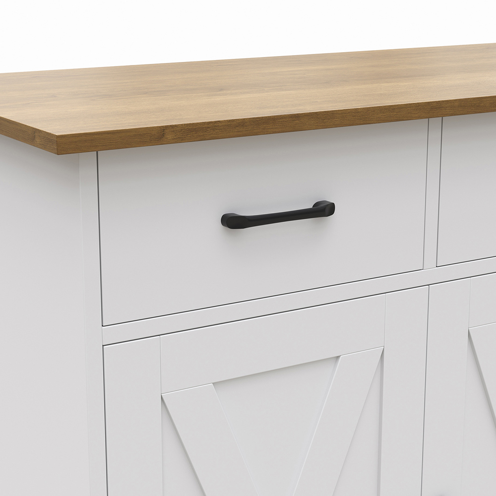 Living and Home 3 Door 3 Drawer White and Wood X-Pattern Sideboard Image 4