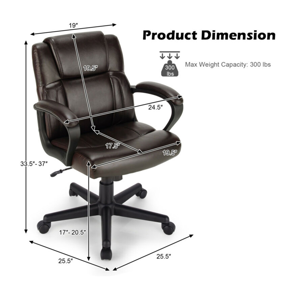 Costway Black PU Leather Office Chair Image 9