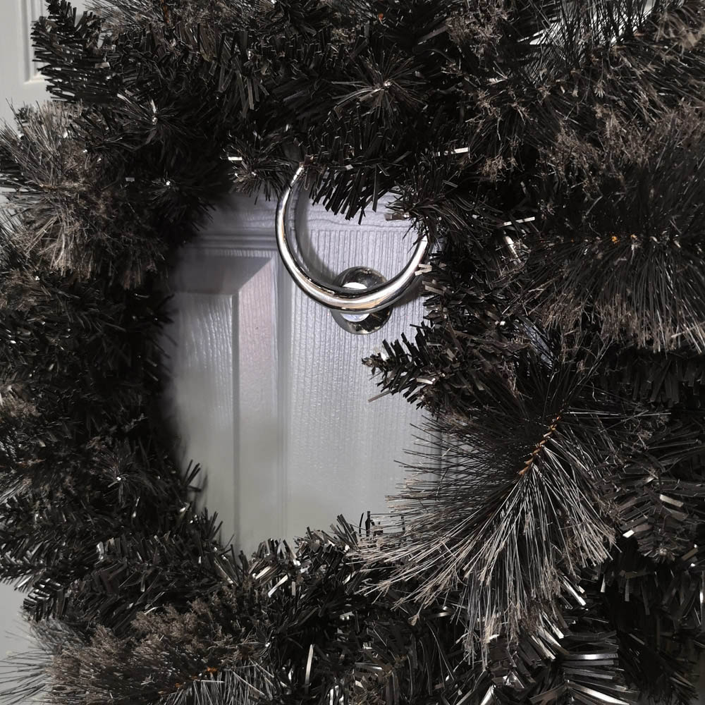Samuel Alexander Black Plain PVC Tipped Halloween Christmas Wreath Image 3