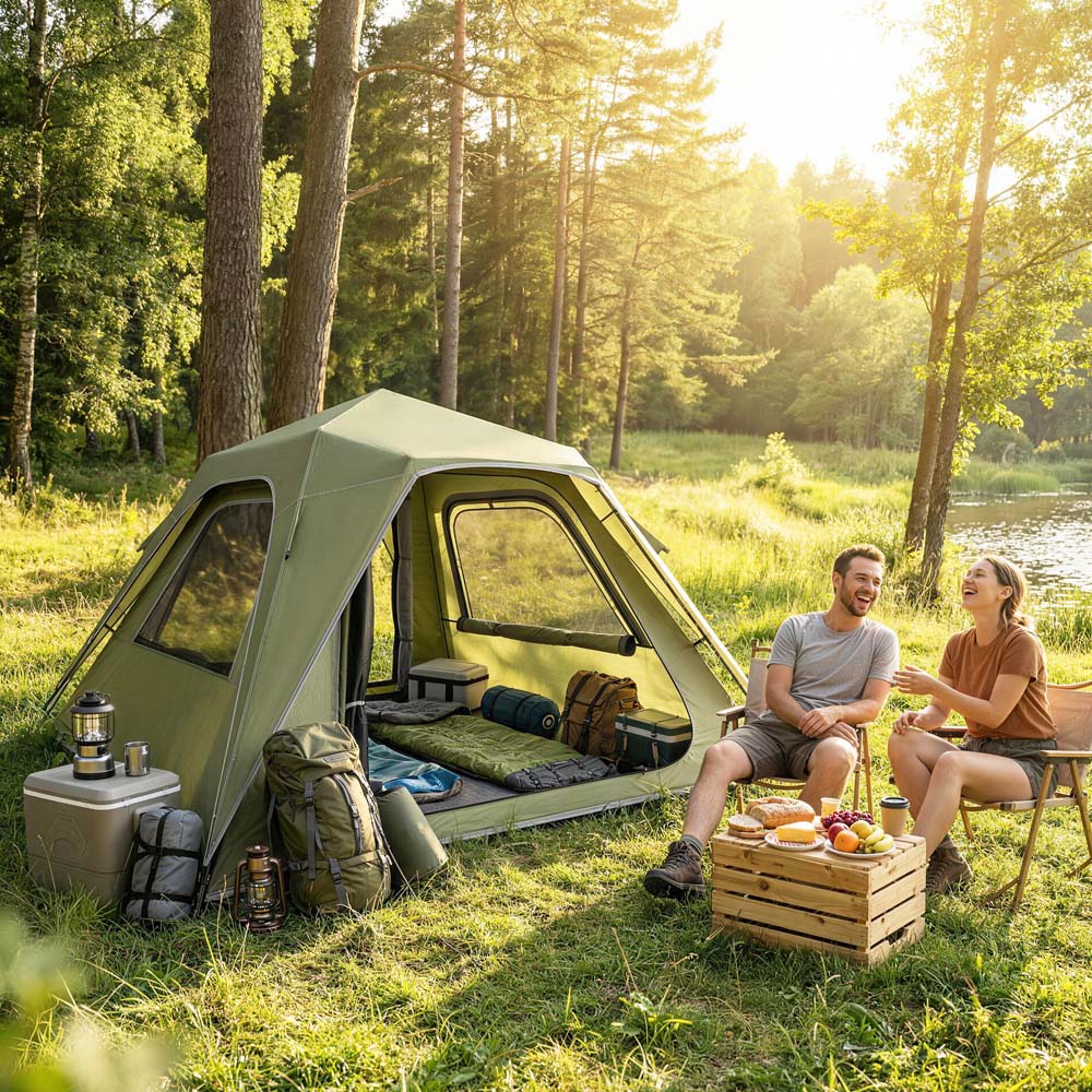 Outsunny 3-4 Person Waterproof Pop-Up Camping Tent Green Image 8