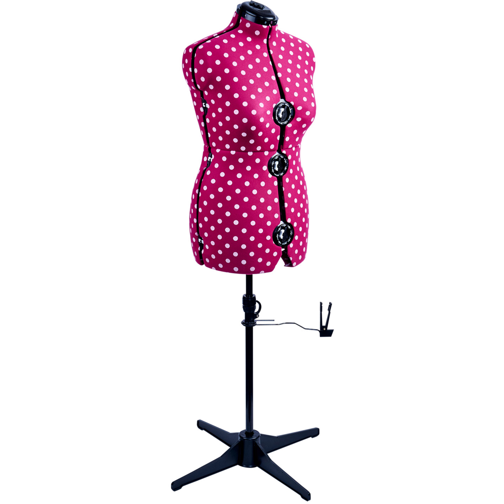 Sewing Online 5905B Cerise Polka Adjustable 8-Part Dressmakers Dummy with Hem Marker Medium Image 1