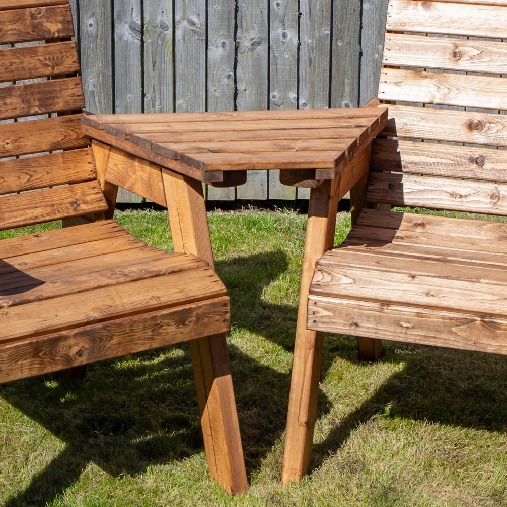 Samuel Alexander 2 Seater Chunky Rustic Wooden Garden Loveseat with Tray Image 4