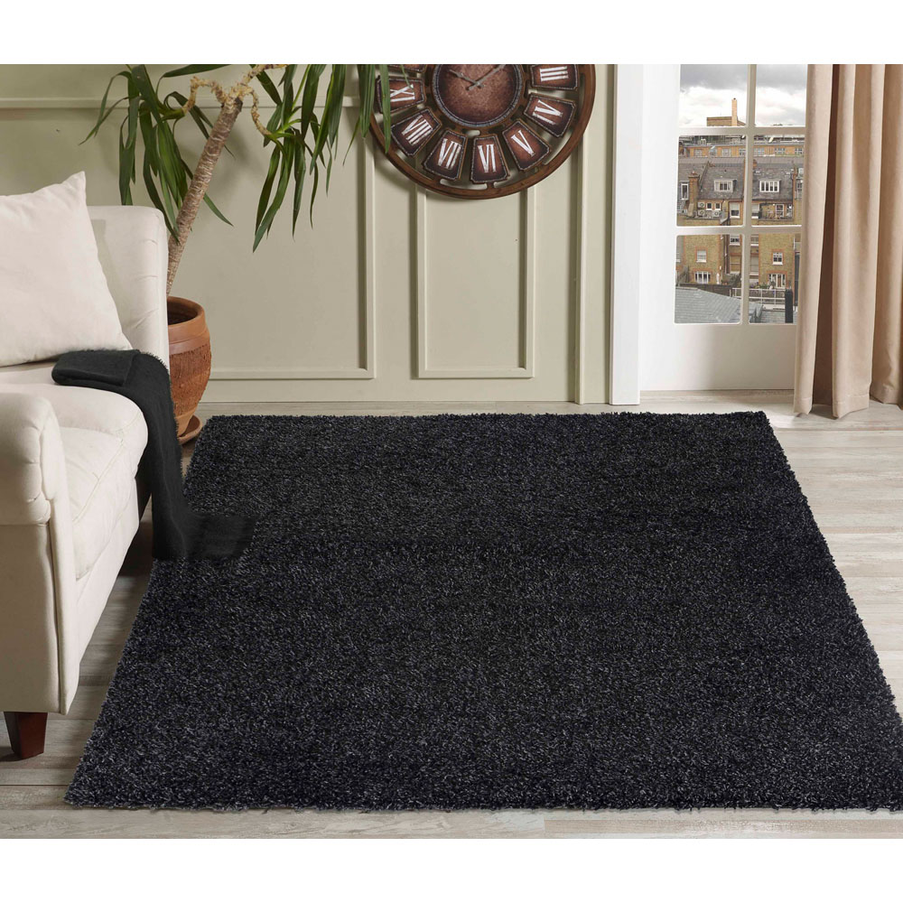 Desire Rugs Oxford Anthracite Plain Shaggy Runner Rug 60 x 220cm Image 5