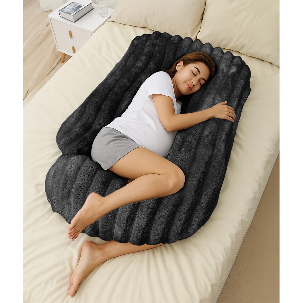 Velosso Black Jumbo Cord Maternity Pillow 135 x 75cm Image 2