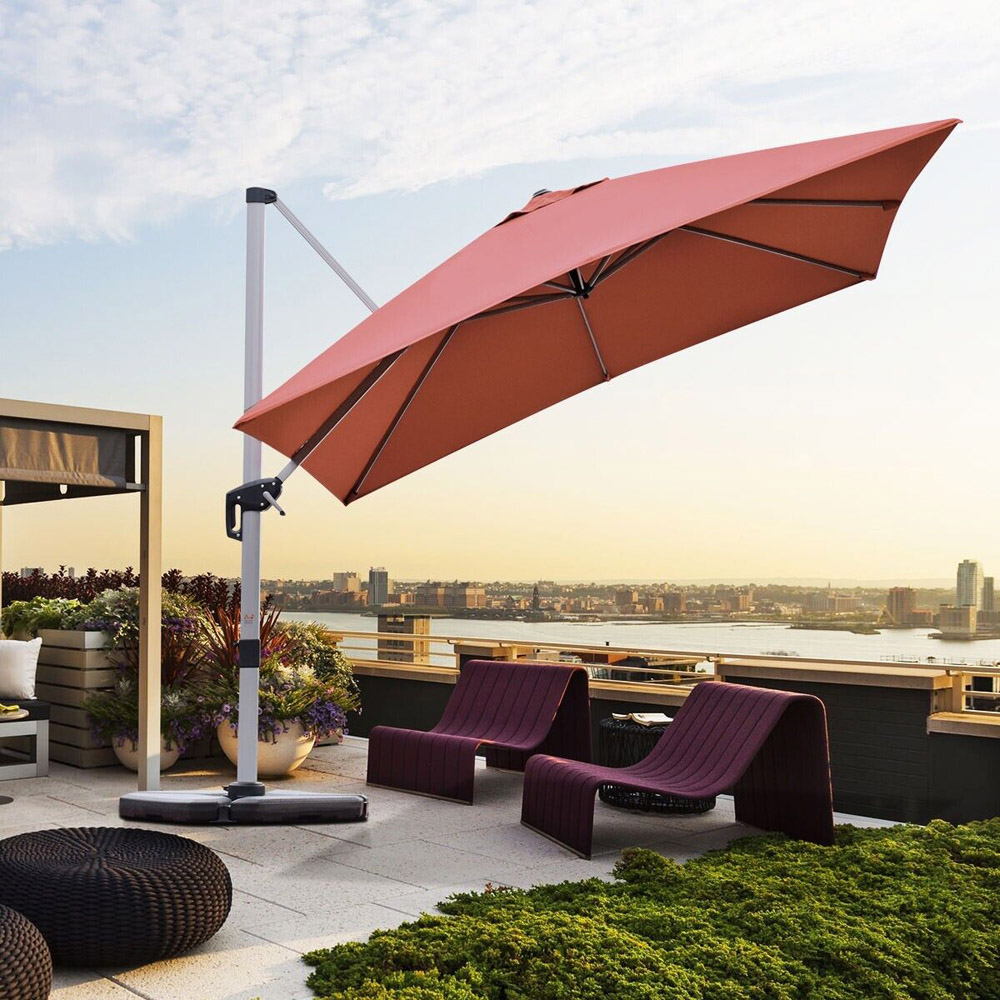 Costway Burgundy Crank and Tilt Cantilever Parasol 3m Image 3