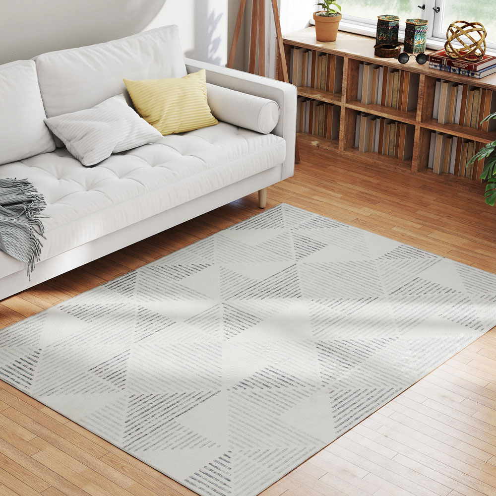 HOMCOM Grey Geometric Non Slip Rug 120 x 170cm Image 2