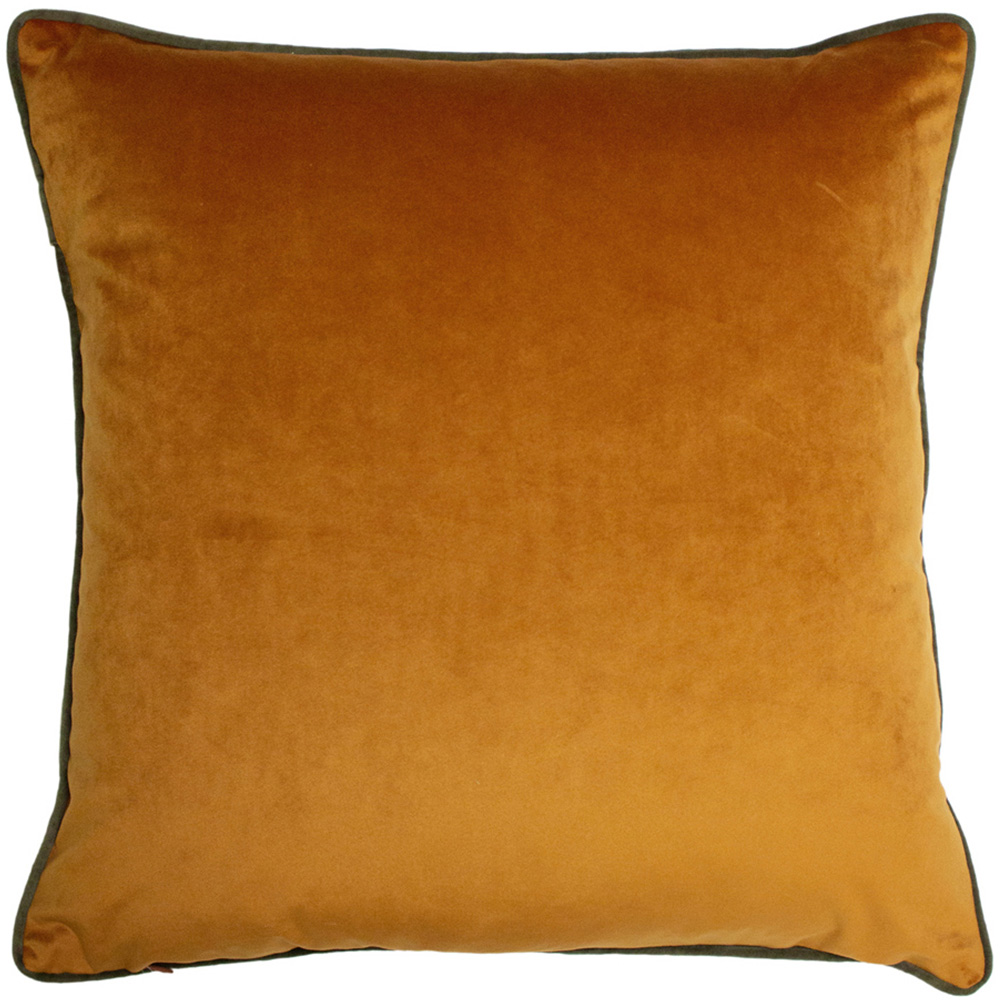 furn. Forest Fauna Rust and Gold Fox Velvet Piped Cushion Image 3