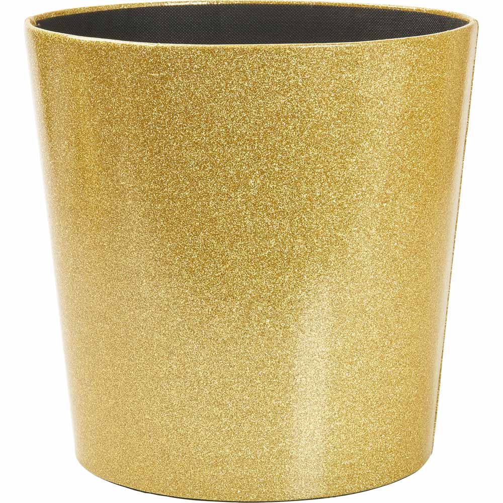 Wilko Gold Glitter Fabric Waste Bin Image