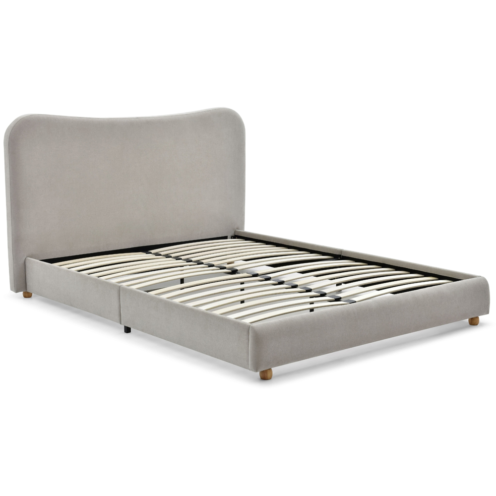 Myla Double Natural Chenille Upholstered Bed Frame with Headboard Image 2