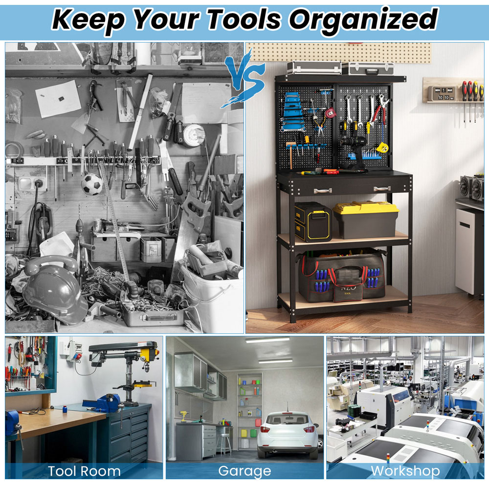 Costway Blue Tool Storage Workbench Image 8