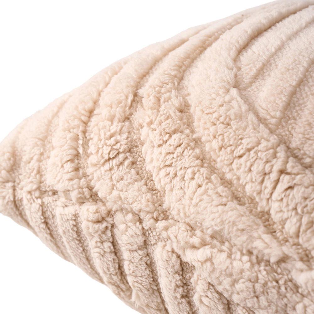 Living and Home Light Brown Minimalist Wavy Geometric Plush Throw Pillow Cover 45 x 45cm Image 3