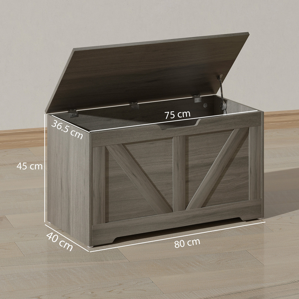 HOMCOM Charcoal Grey Storage Trunk with 2 Safety Hinges 100L Image 9