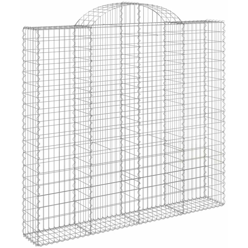 vidaXL Silver Galvanised Iron Arched Gabion Basket 200 x 50 x 180/200cm 9 Pack Image 1