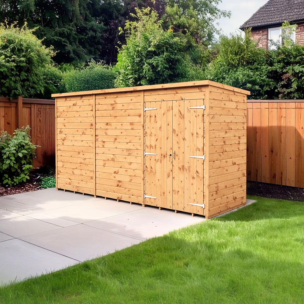 Empire Sheds 12 x 4ft Double Door Tongue and Groove Wooden Pent Garden Shed Image 2