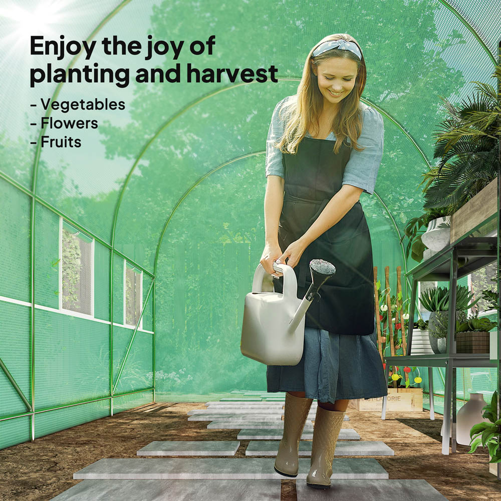 Outsunny Green Plastic 6.5 x 11.5ft Walk In Polytunnel Greenhouse Image 3