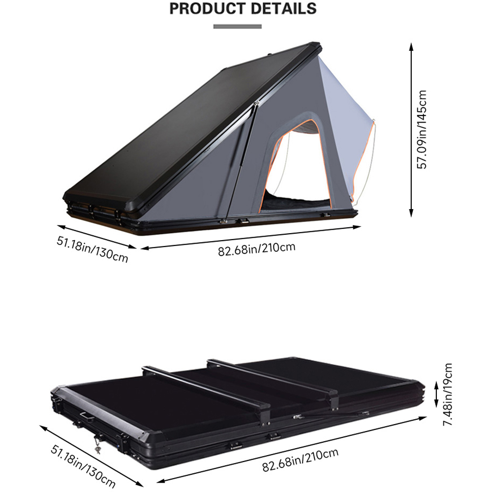 Living and Home Grey Hard Shell Car Roof Tent with Retractable Ladder 210 x 130cm Image 8