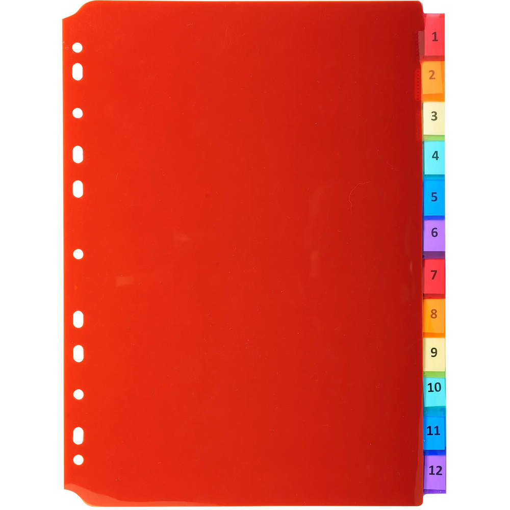 Exacompta A4 12 Section Assorted Colour Polypropylene Divider 10 Pack Image 2