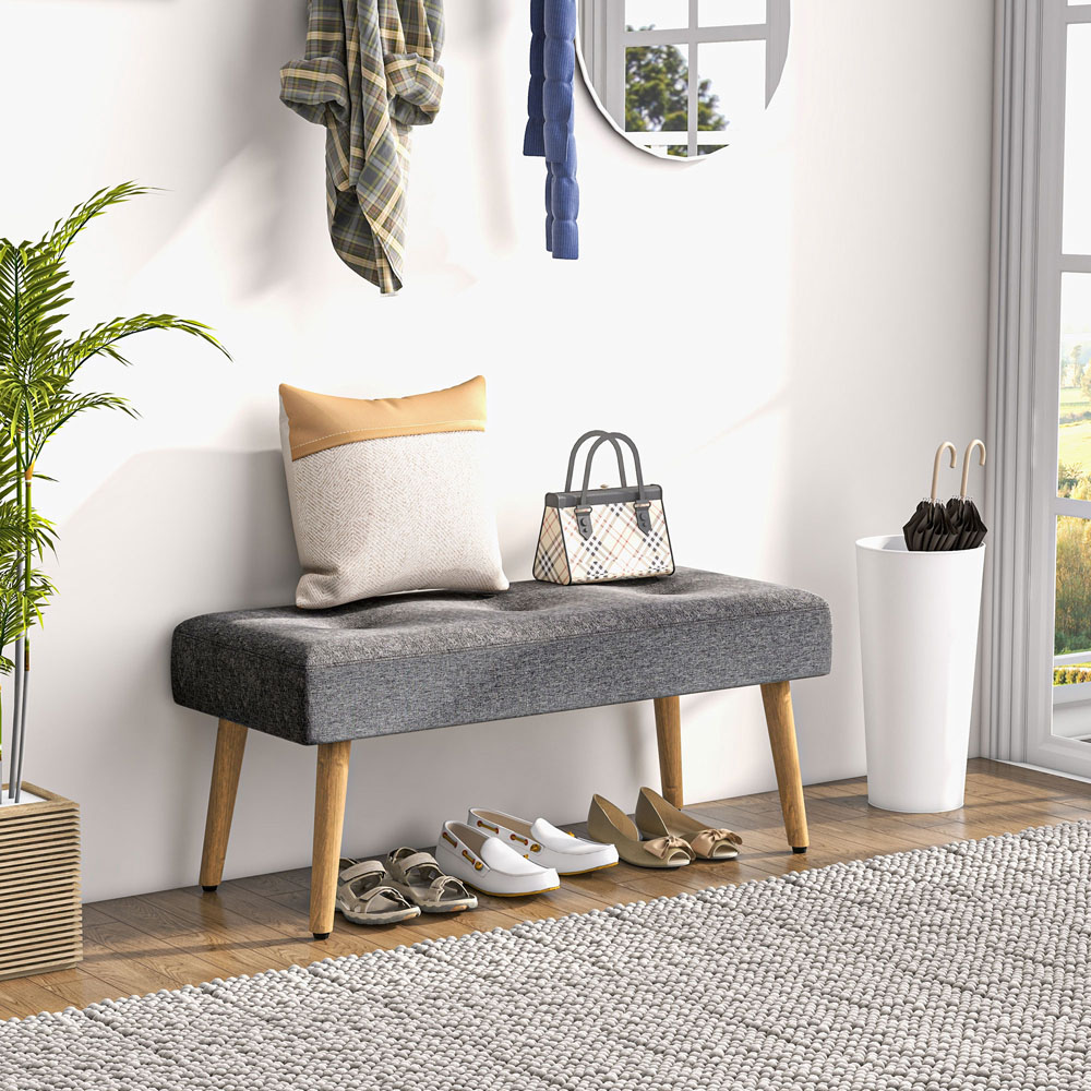 Portland Grey Linen Tufted Multifunctional Footstool Image 4