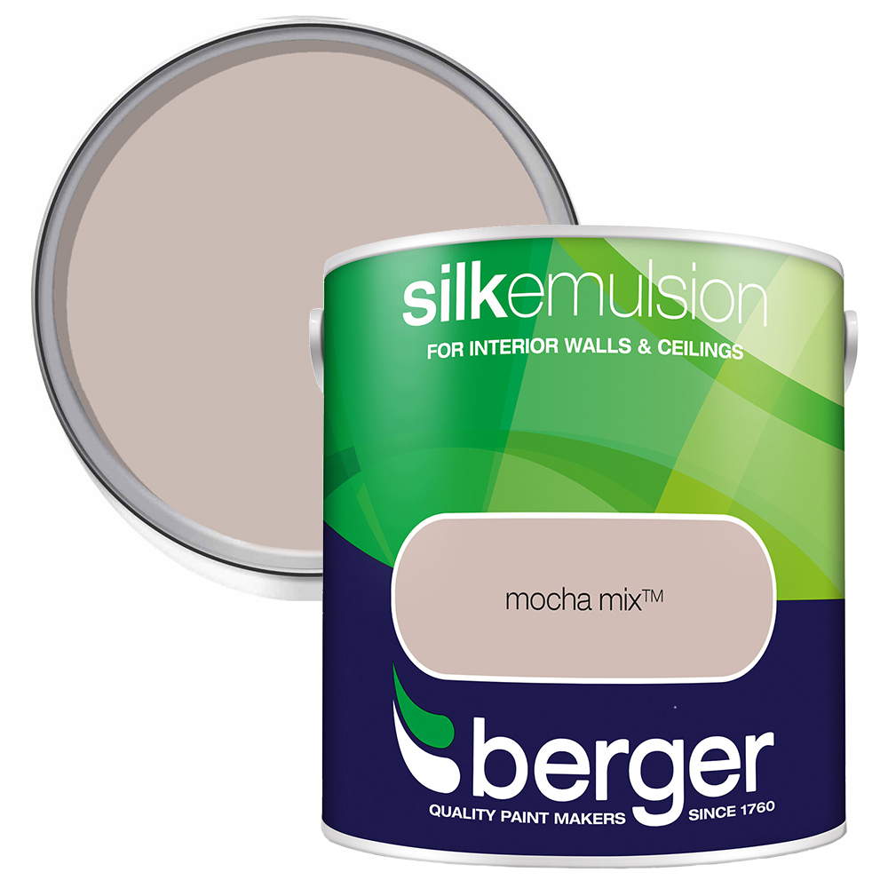 Berger Walls & Ceilings Mocha Mix Silk Emulsion Paint 2.5L Image 1