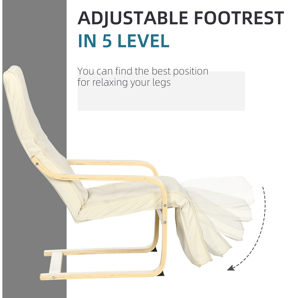 Portland Cream White Wooden Lounging Chair Image 4