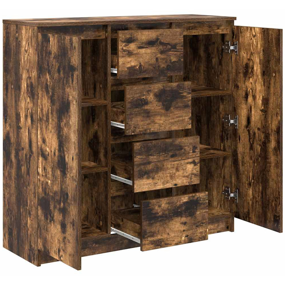 vidaXL 2 Door 4 Drawer Smoked Oak Sideboard Image 5